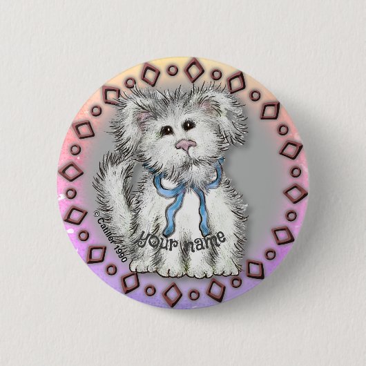 Shaggy Puppy Dog Button (Vorderseite)