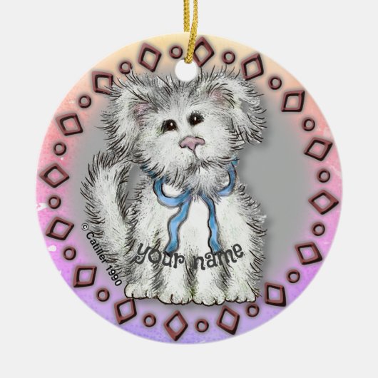 Shaggy Puppy Dog Keramik Ornament (Vorne)
