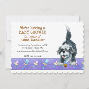 Shaggy Sheep Dog Baby Dusche Einladung