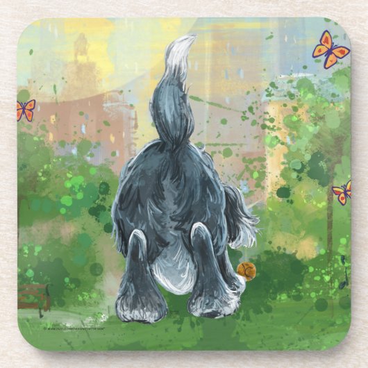 Shaggy Sheep Dog Getränkeuntersetzer (Vorderseite)