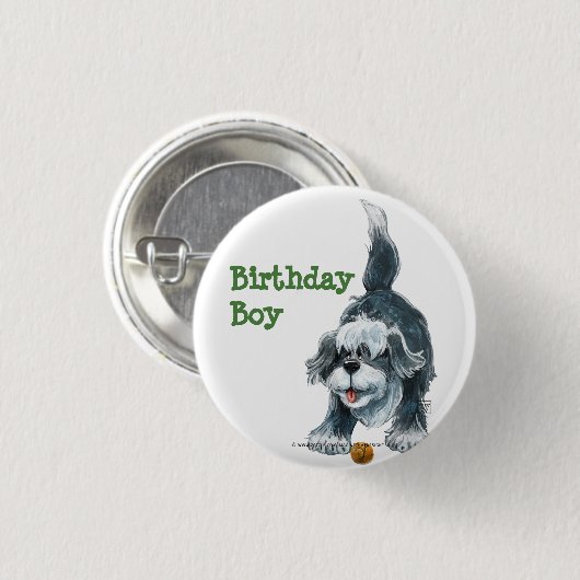 Shaggy Sheep Dog Party Center Button (Vorne & Hinten)