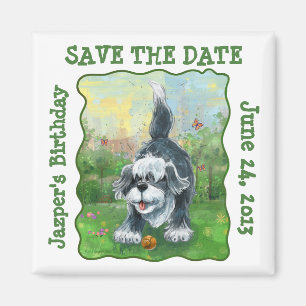 Shaggy Sheep Dog Party Center Termin vormerken Magnet