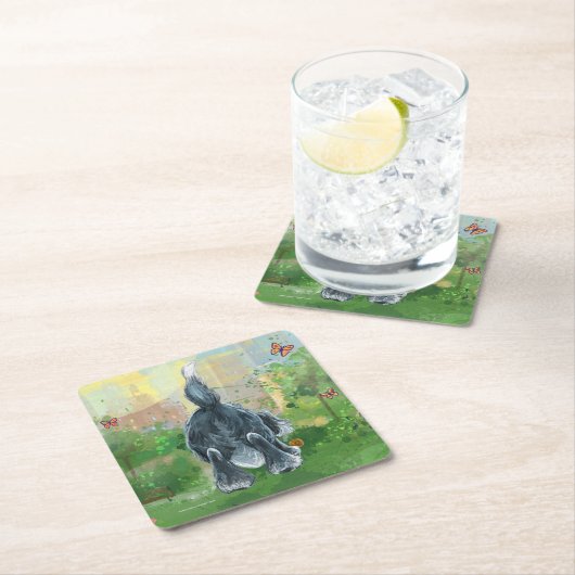 Shaggy Sheep Dog Rechteckiger Pappuntersetzer (Vor Ort)