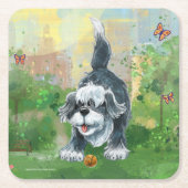 Shaggy Sheep Dog Rechteckiger Pappuntersetzer (Vorderseite)