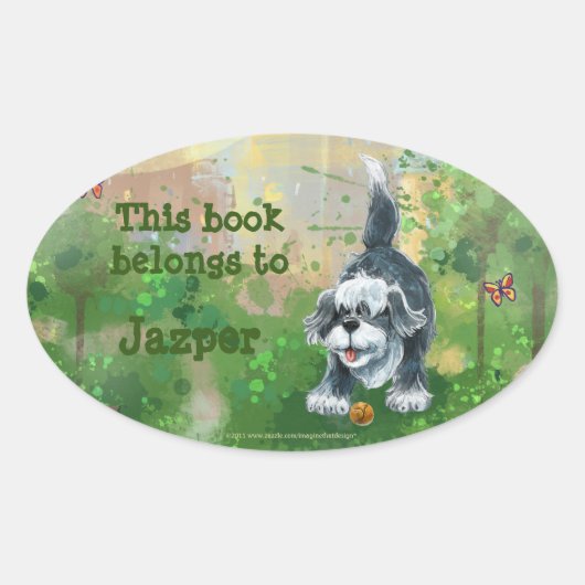 Shaggy Sheep Dog Stationery Ovaler Aufkleber (Vorderseite)