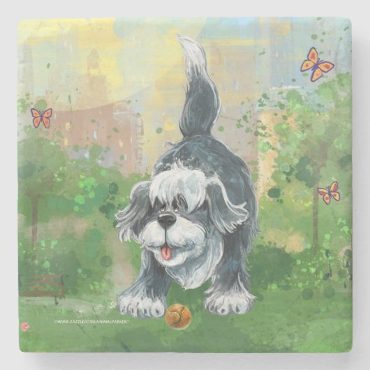 Shaggy Sheep Dog Steinuntersetzer (Vorderseite)