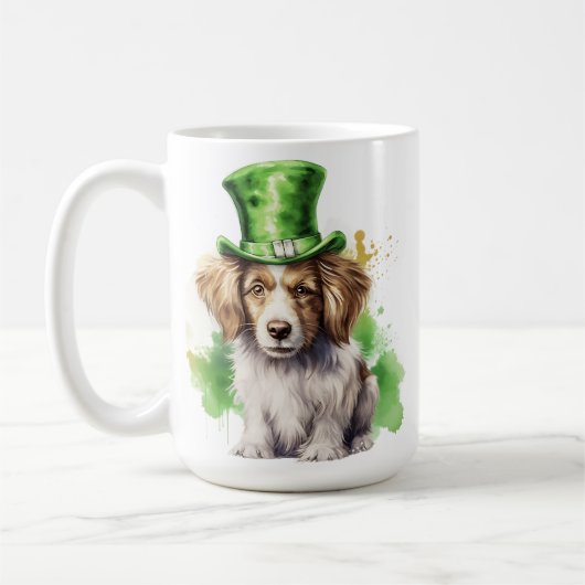 SHAGGY TAN DOG MIT GRÜNEN IRISH HAT KAFFEETASSE (Links)