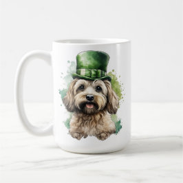 SHAGGY TAN DOG MIT GRÜNEN IRISH HAT KAFFEETASSE