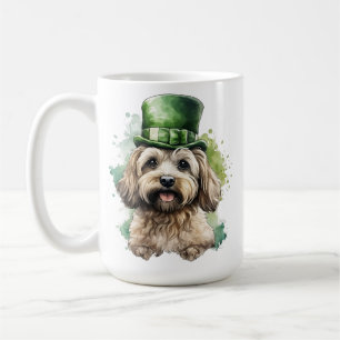 SHAGGY TAN DOG MIT GRÜNEN IRISH HAT KAFFEETASSE