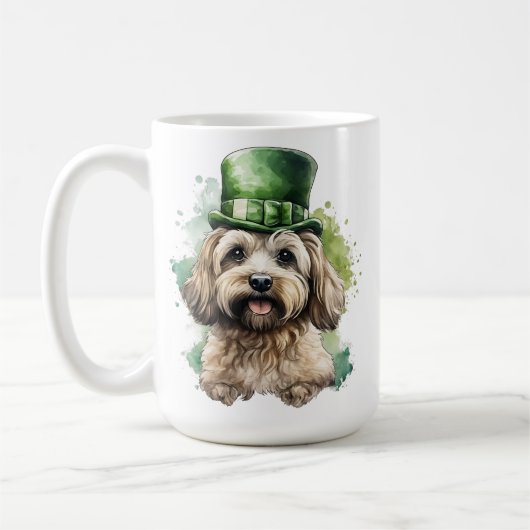 SHAGGY TAN DOG MIT GRÜNEN IRISH HAT KAFFEETASSE (Links)