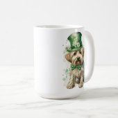 SHAGGY TAN DOG MIT GRÜNEN IRISH HAT KAFFEETASSE (VorderseiteRechts)