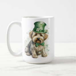 SHAGGY TAN DOG MIT GRÜNEN IRISH HAT KAFFEETASSE
