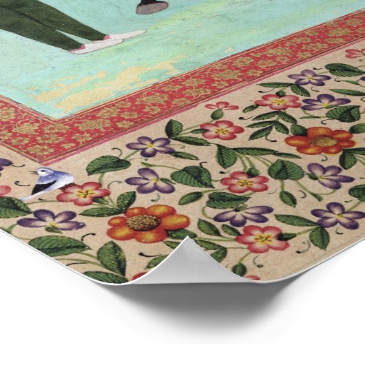 Shah Abbas auf einem Pferd, das einen Falken hält Poster (Ecke)