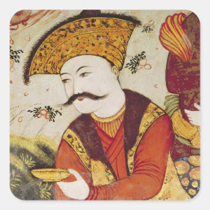 Shah Abbas I und ein Courtier Angebot Quadratischer Aufkleber