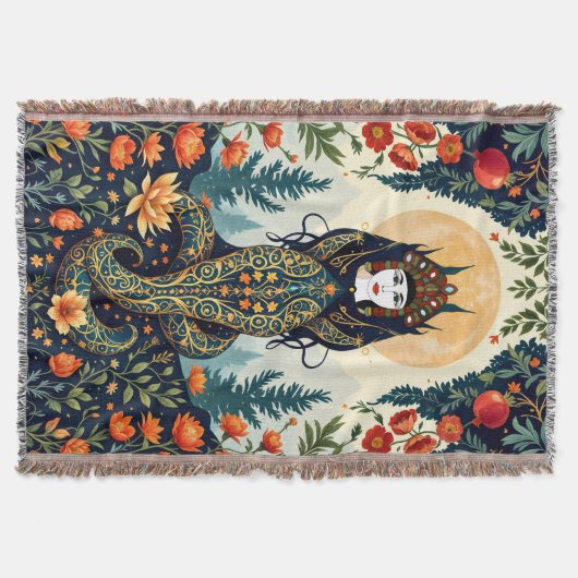 Shahmaran Pattern Throw Blanket - Mystische Mitte Decke (Vorderseite)