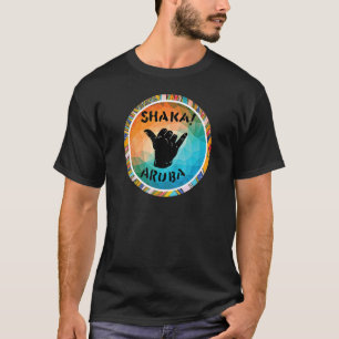 Shaka Aruba Coole Karibik mit farbenfroher Geometr T-Shirt