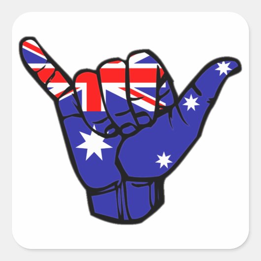 Shaka Australia Flag Quadratischer Aufkleber (Vorderseite)