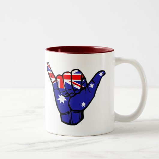 Shaka Australia Flag Zweifarbige Tasse (Rechts)