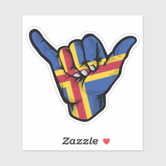 Shaka Hand Aland Flag Good Vibes Sticker (Blatt)