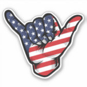 Shaka Hand America Flag Good Vibes Sticker (Vorderseite)