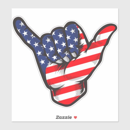 Shaka Hand American Flag USA Juli Vierte Patriotik Aufkleber (Blatt)