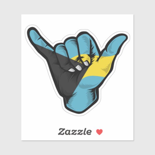 Shaka Hand Bahamas Flag Good Vibes Sticker (Blatt)