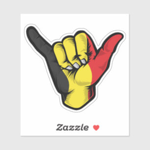 Shaka Hand Belgium Flag Good Vibes Sticker
