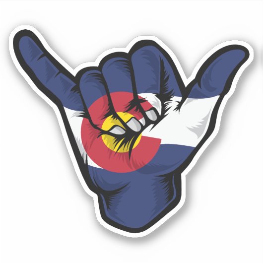 Shaka Hand Colorado Flag Gute Vibes Aufkleber (Vorderseite)
