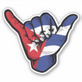 Shaka Hand Cuba Flag Good Vibes Sticker (Vorderseite)