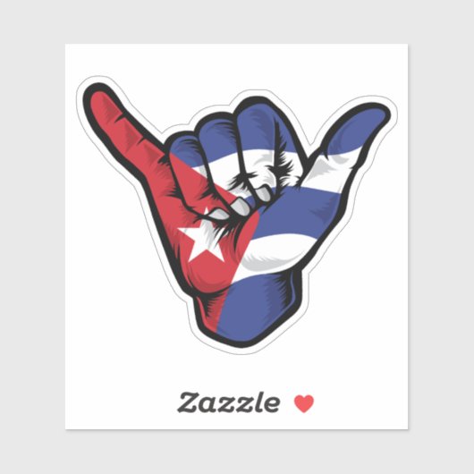 Shaka Hand Cuba Flag Good Vibes Sticker (Blatt)