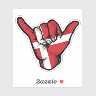 Shaka Hand Dänemark-Flagge Good Vibes Aufkleber