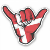 Shaka Hand Denmark Flag Good Vibes Sticker (Vorderseite)
