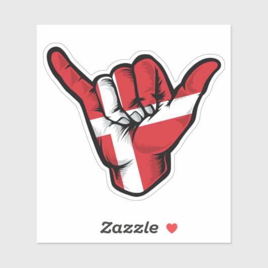 Shaka Hand Denmark Flag Good Vibes Sticker (Blatt)