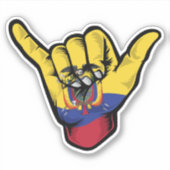 Shaka Hand Ecuador Flag Good Vibes Sticker (Vorderseite)