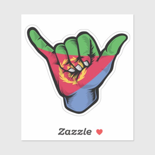 Shaka Hand Eritrea Flag Good Vibes Sticker (Blatt)