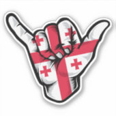 Shaka Hand Georgia Flag Good Vibes Sticker (Vorderseite)