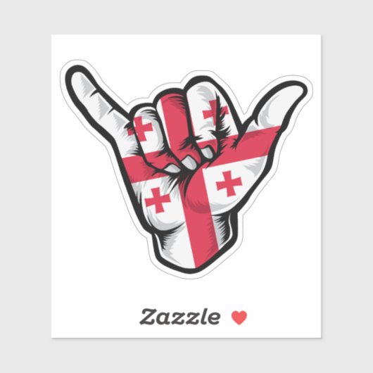 Shaka Hand Georgia Flag Good Vibes Sticker (Blatt)