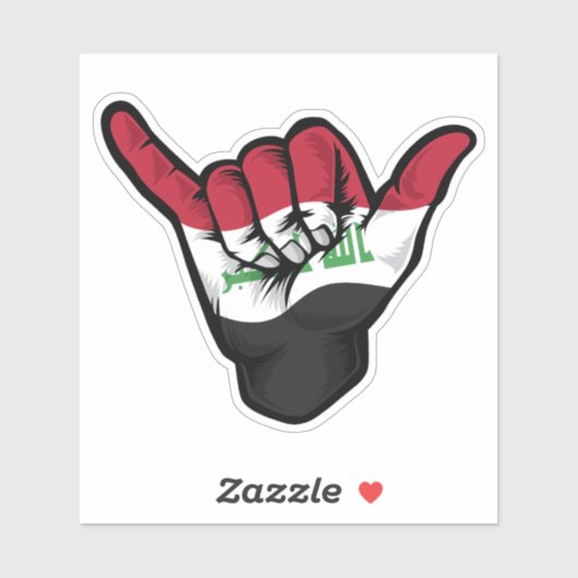 Shaka Hand Iraq Flag Good Vibes Sticker (Blatt)
