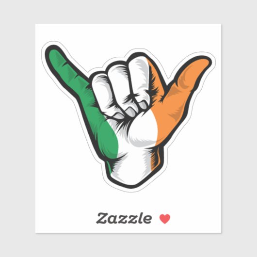 Shaka Hand Ireland Flag Good Vibes Sticker (Blatt)