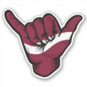 Shaka Hand Lettland Flaggengute Vibes Sticker (Vorderseite)
