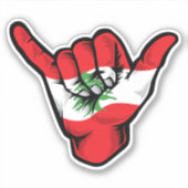 Shaka Hand Libanon Flag Good Vibes Sticker (Vorderseite)