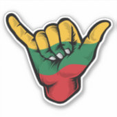 Shaka Hand Litauen Flag Good Vibes Sticker (Vorderseite)