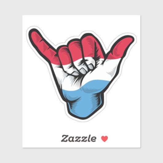 Shaka Hand Luxembourg Flag Good Vibes Sticker (Blatt)