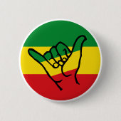 Shaka Hand mit Reggae-Farben Button (Vorderseite)