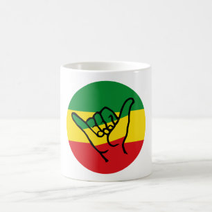 Shaka Hand mit Reggae-Farben Kaffeetasse