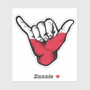 Shaka Hand Polen Flagge Gute Vibes Aufkleber
