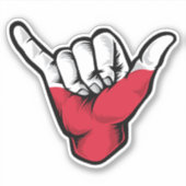 Shaka Hand Polen Flaggen gute Vibes Sticker (Vorderseite)