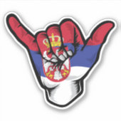 Shaka Hand Serbien Flag Good Vibes Sticker (Vorderseite)