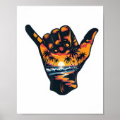 Shaka Hand Sign Aloha Surfsurf Sommerurlaub Poster (Vorne)