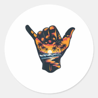 Shaka Hand Sign Aloha Surfsurf Sommerurlaub Runder Aufkleber
